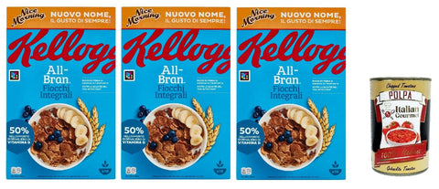 Italian Gourmet E.R. Snack Kuchen & Backwaren All Bran Nice Morning,Vollkornbögen mit Weizenkleie mit Zugabe von Vitaminen und Eisen, mit natürlichen Weizenbranfasern 3x 500g + Italian Gourmet polpa 400g 8032804040014