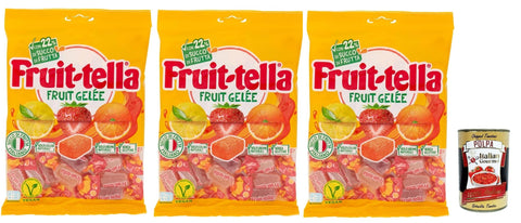 Italian Gourmet E.R. Snack Kuchen & Backwaren Fruittella Gelée, Gummiband, geschmack, mit Fruchtsaft, Gluten -frei, 3x 180g + Italian Gourmet polpa 400g 8032804040014