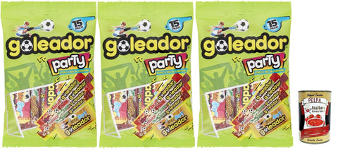 Italian Gourmet E.R. Snack Kuchen & Backwaren Goleador Party mix, gummiary Verschiedener -Geschmack, 3x 143g, Süßigkeiten, die einzeln singen + Italian Gourmet polpa 400g 8032804040014