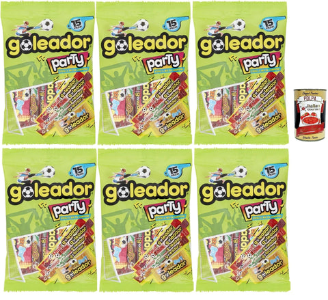 Italian Gourmet E.R. Snack Kuchen & Backwaren Goleador Party mix, gummiary Verschiedener -Geschmack, 6x 143g, Süßigkeiten, die einzeln singen + Italian Gourmet polpa 400g 8032804040014