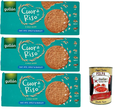 Italian Gourmet E.R. Snack Kuchen & Backwaren Gullón Cuor di Riso e Cereali Integrali Avena, Segale & farro, kekse mit Hafer, Roggen und geschrieben 3x 250 g + Italian Gourmet polpa 400g 8032804040014