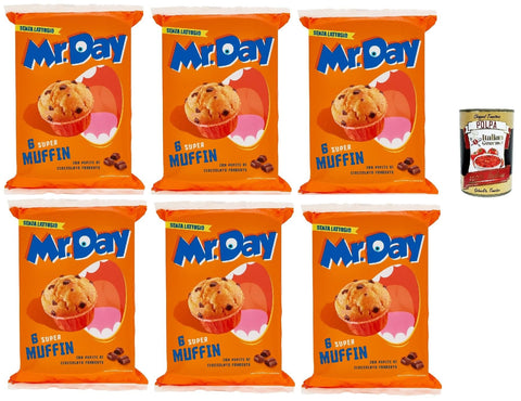 Italian Gourmet E.R. Snack Kuchen & Backwaren Mr.Day - Muffins Super mit dunklen Schokoladenstückchen, laktosefreier und palmölfreier Snack, ideal zum Frühstück, Snack oder kuchen, 6x 300 gr + Italian Gourmet plpa 400g 8032804040014