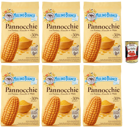 Italian Gourmet E.R. Snack Kuchen & Backwaren Mulino Bianco Pannocchie Biscotti con Farina di Mais, Kekse aus Maismehl, biscuits cookies, 6x 350 g + Italian Gourmet polpa 400g 8032804040014