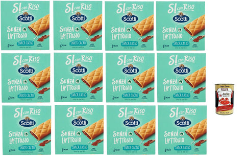 Italian Gourmet E.R. Snack Kuchen & Backwaren Riso Scotti, Si con Riso, Barretta Snack con Farina di Riso e Ripieno al Cacao, Snackriegel mit Reismehl und laktosefreier Kakaofüllung, Palmöl ohne, 12x 150g + Italian Gourmet polpa 400g 8032804040014