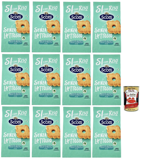 Italian Gourmet E.R. Snack Kuchen & Backwaren Si con Riso - Biscotto Rustico con riso - Reiskeks, rustikal, Laktose -freie und palmenfreie Kekse, Lactose -free biscuits 12x 200 g + Italian Gourmet polpa 400g 8032804040014