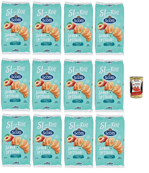 Italian Gourmet E.R. Snack Kuchen & Backwaren Si con Riso - Cornetti Senza Lattosio con Farcitura alla Pesca - Laktosefreie Croissants mit Pfirsichfüllung, ohne Laktose, Palmöl ohne, 12x 240g + Italian Gourmet polpa 400g 8032804040014