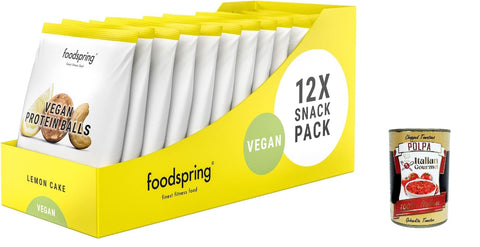 Italian Gourmet E.R. Snack Kuchen & Backwaren Vegan Protein Balls Lemon cake, Ein süßer veganer Snack immer dabei 12x40g + Italian Gourmet polpa 400g 8032804040014