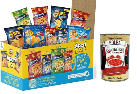 Italian Gourmet E.R. Snacks APERIBOX 9 - 263 g Schachtel Chips und herzhafte Snacks 9 Stück Geschenkidee 2023 + Italian Gourmet polpa 400g 8053687670211