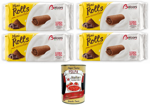 Italian Gourmet E.R. Snacks Balconi Mini Rolls cioccolato Mini-Schokoladenröllchen 4x180gr + Italian Gourmet polpa 400g 8032804040014