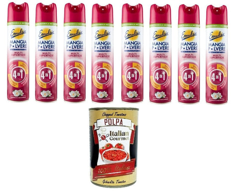 Italian Gourmet E.R. Spezialputzmittel Emulsio Mangia Pulver, das Multi-Surface-Antistatikum 4 in 1, Magnolie und Jasmin, 8x300 ml+ Italian Gourmet polpa 400g 8032804040014