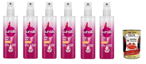 Italian Gourmet E.R. Sprays 6x Sunsilk scintille di luce Glossy Spray per capelli spenti e crespi funkelndes, leicht glänzendes Spray für stumpfes und krauses Haar, 200 ml+ Italian Gourmet polpa 400g 8710447423172