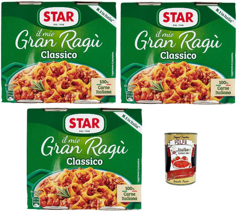 Italian Gourmet E.R. Tomatensauce Il Mio Gran Ragù Star Classico, N.1 in Italien, tomatensauce 6x 180g sauce Tomatensuppe, Fleisch und Tomatensauce + Italian Gourmet polpa 400g 8032804040014