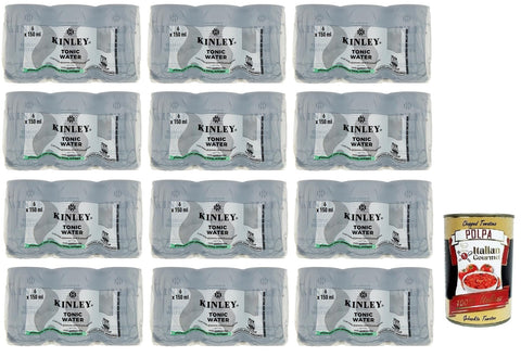Italian Gourmet E.R. Tonic Water 72x Kinley Tonic Water,Kohlensäurehaltiges Getränk mit einem intensiven und erfrischenden Geschmack,150ml Einweg-Mini Dosen + Italian Gourmet Polpa di Pomodoro 400g Dose 8032804040014