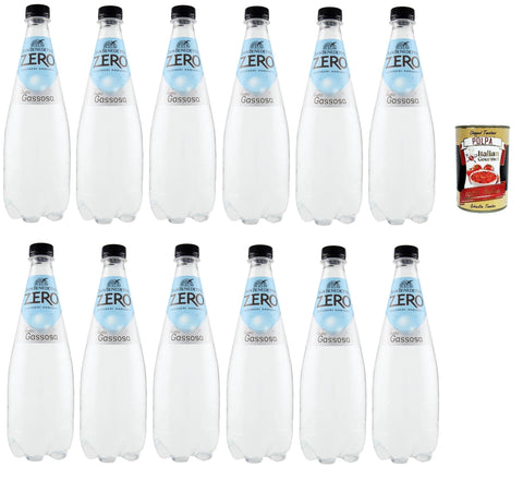 Italian Gourmet E.R. Tonic Water San benedetto Gassosa zero, Kohlensäurehaltiges Erfrischendes Aperitiv-Aperif sugarfree, italienisches Alkoholfreies Getränk ohne Zucker, Tonic Wasser, 12x 75cl Einweg-PET+ Italian Gourmet polpa 400g 8032804040014