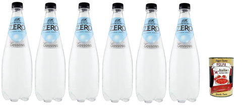Italian Gourmet E.R. Tonic Water San benedetto Gassosa zero, Kohlensäurehaltiges Erfrischendes Aperitiv-Aperif sugarfree, italienisches Alkoholfreies Getränk ohne Zucker, Tonic Wasser, 6x 75cl Einweg-PET+ Italian Gourmet polpa 400g 8032804040014
