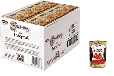 Italian Gourmet E.R. Zwieback Mulino Bianco Fette Biscottate le Integrali Vollkorn-Zwieback – Packung mit 100 Stück (1700 g)+ Italian Gourmet Polpa 400g 8032804040014