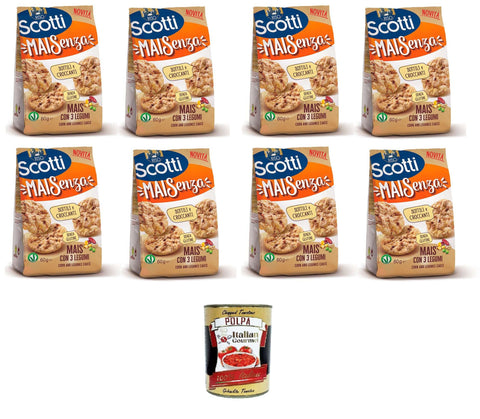 Italian Gourmet Flips Riso Scotti Mai Senza Mais mit drei Hülsenfrüchten 8x 60gr + Italian Gourmet polpa 400g 8032804040014