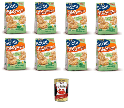 Italian Gourmet Flips Riso Scotti Mai Senza Mais mit Rosmarin 8 x 60gr + Italian Gourmet polpa 400g 8032804040014