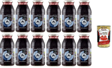 Italian Gourmet Fruchtsäfte 12x Alce Nero Nettare Di Mirtillo Blaubeernektar 500ml + Italian Gourmet polpa 400g 8009004809499