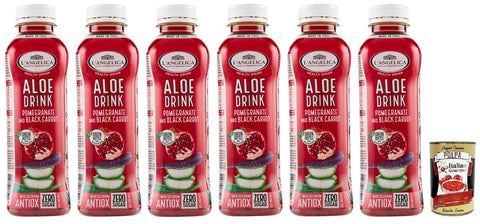 Italian Gourmet Fruchtsäfte 6x L' Angelica Health Drink Null Zucker Aloe Drink, Getränk auf Basis von Schwarze Karotte und Granatapfel,Einweg-PET-Flasche 500ml + Italian Gourmet Polpa di Pomodoro 400g Dose 8017331066201