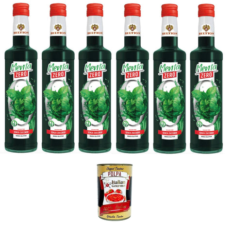 Italian Gourmet Getränke, Kaffee & Tee Beltion Menta Zero Minzsirup ohne Zuckerzusatz 6x 500ml + Italian Gourmet polpa 400g 8032804040014