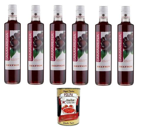 Italian Gourmet Getränke, Kaffee & Tee Beltion Sciroppo di Amarena Schwarzkirschsirup 6x 500ml+ Italian Gourmet Polpa di Pomodoro 400g 8003695003037