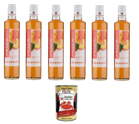 Italian Gourmet Getränke, Kaffee & Tee Beltion Sciroppo di Pesca Pfirsichsirup 6x 500ml+ Italian Gourmet Polpa di Pomodoro 400g 8003695002122