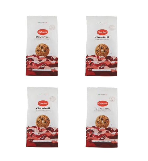 Italian Gourmet Kekse 4x MHD 11/2025 Cabrioni Ciccofroll con Cacao e Gocce di Cioccolato, Schokoladenkekse, kekse mit Kakao- und Schokoladenchips, cookie biscuits 650 gr 8000155507500