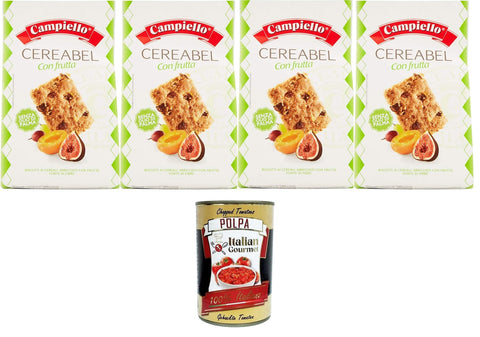 Italian Gourmet Kekse Campiello Cereabel biscotti frollini ai cereali con frutta senza olio di palma Cereabel Müsli-Mürbteigkekse mit Früchten ohne Palmöl 4x220 gr+ Italian Gourmet polpa 400g 8032804040014