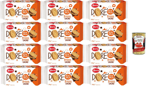 Italian Gourmet Kekse Doria - Dorè Doricrem Gusto Cacao Dorè Doricrem Kakaogeschmack packung mit 8 Portionen 12x304gr + Italian Gourmet polpa 8032804040014