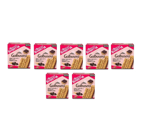 Italian Gourmet Kekse, Zwieback & Chips 7x Galbusera Biscobarretta cereali e cioccolato fondente, Riegel Kekse Müsli und dunkle Schokolade 230g SONDERANGEBOT 8032804040014