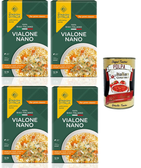 Italian Gourmet Koch- & Backzutaten Le Stagioni D'Italia Riso Vialone Nano Reis 4x1kg + Italian Gourmet polpa 400g 8032804040014