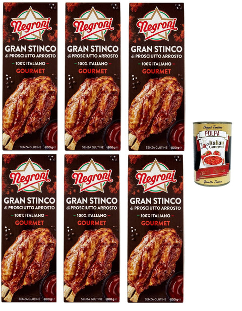 Italian Gourmet Koch- & Backzutaten Negroni Gran Stinco di prosciutto Arrosto Große gebratene Schinkenkeule 100 % italienischer Gourmet 6x 800gr + Italian Gourmet polpa 400g 8032804040014