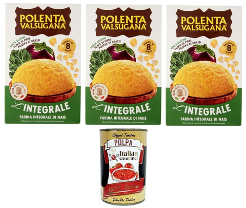 Italian Gourmet Koch- & Backzutaten Polenta Valsugana L'integrale Vollkorn-Maismehl 3x 330Gr + Italian Gourmet polpa 400g 8001840288018