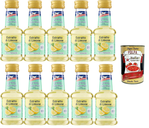 Italian Gourmet Natürlich Paneangeli 100 % natürlicher Zitronenextrakt, natürliches Lebensmittelaroma, ideal für Kuchen und Desserts, alkoholfrei, frei von Konservierungsstoffen, 10x35 ml+ Italian Gourmet polpa 400g 8032804040014