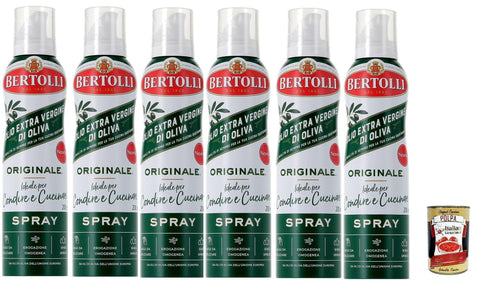 Italian Gourmet Oliven Bertolli Extra natives Olivenöl Spray Original, 6er Pack (6 x 200 ml) + Italian Gourmet polpa 400g