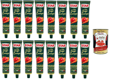 Italian Gourmet Pastasaucen Star Il Mio Sugo Lampo Tomaten-Gemüse-Sauce, 16x 140gr+ Italian Gourmet polpa 400g 8032804040014