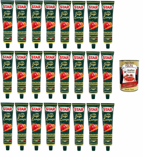 Italian Gourmet Pastasaucen Star Il Mio Sugo Lampo Tomaten-Gemüse-Sauce, 24x 140gr+ Italian Gourmet polpa 400g 8032804040014