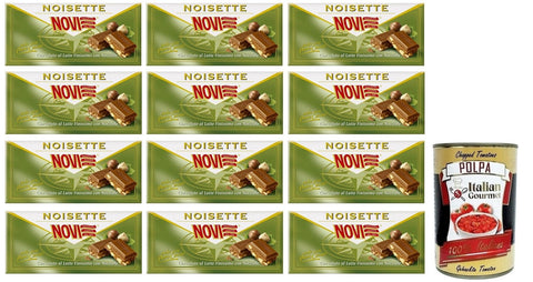 Italian Gourmet Praline 12x Novi Noisette Latte,Tafel Feinste Milchschokolade mit Haselnüssen,100g + Italian Gourmet Polpa di Pomodoro 400g Dose 8006380212202