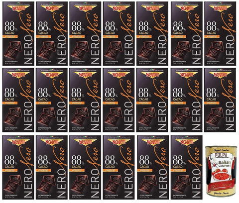 Italian Gourmet Praline 20x Novi Nero Cioccolato Fondente Vigoroso,Extra Dunkle Schokolade,88% Kakao,75g + Italian Gourmet Polpa di Pomodoro 400g Dose 8006380215791