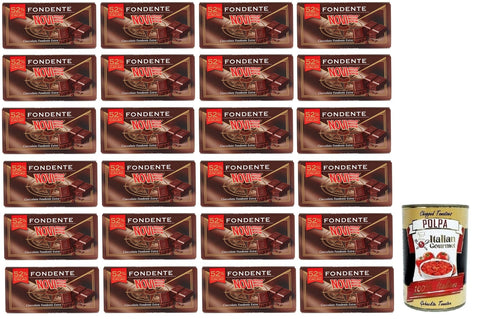 Italian Gourmet Praline 24x Novi Cioccolato Fondente 52% Kakao,Tafel Extra Dunkle Schokolade 100g + Italian Gourmet Polpa di Pomodoro 400g Dose 8006380215203