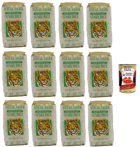 Italian Gourmet Reis Royal Tiger Riso per Sushi Premium Quality Royal Tiger Sushi-Reis in Premiumqualität 12x1kg+ Italian Gourmet Polpa di Pomodoro 400g Dose 8032804040014