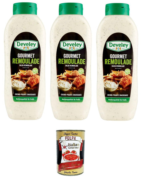 Italian Gourmet Salsas Salsa Gourmet Remoulade Con Cetrioli squeeze mit Gurken 3x 875ml+ Italian Gourmet polpa 400g 8032804040014