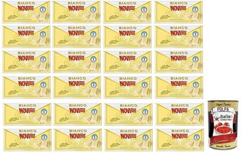 Italian Gourmet Schokolade 24x Novi Cioccolato Bianco,Weiße Schokolade,Italienische Schokolade,100g + Italian Gourmet Polpa di Pomodoro 400g Dose 8006380212301