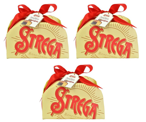 Italian Gourmet Snack Kuchen & Backwaren 3x Alberti Strega Panettone Weihnachtskuchen mit Sultaninen und kandierten Orangenschalen, gefüllt mit Strega-Creme 1Kg 8001975070908