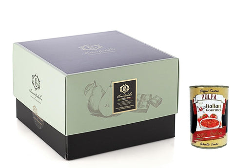 Italian Gourmet Snack Kuchen & Backwaren Brontedolci Panettone Pere e Cioccolato di Modica Weihnachtskuchen mit Birnen und Modica Schokolade bedeckt mit dunkler Schokolade 1Kg Box + Italian Gourmet polpa 400g 8032804040014