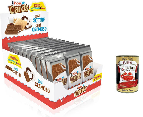 Italian Gourmet Snack Kuchen & Backwaren Kinder Cards Waffel mit scholokade schoko riegel 30 Stück kekse waffel 768 g + Italian Gourmet polpa 400g 8032804040014