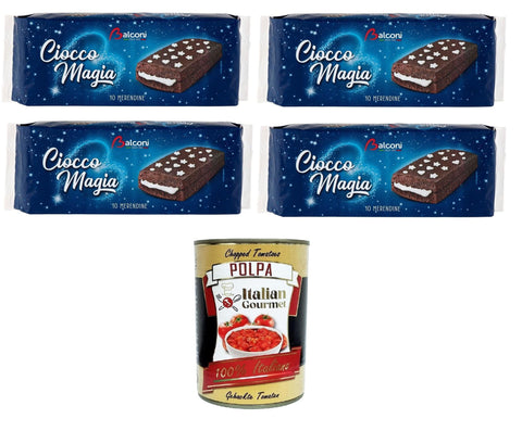 Italian Gourmet Snacks BALCONI Ciocco Magia Merendine Chocolate Magic Snacks 4x280gr + Italian Gourmet polpa 400g 8032804040014
