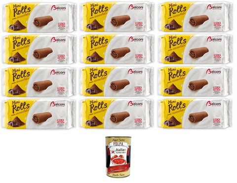 Italian Gourmet Snacks Balconi Mini Rolls cioccolato Mini-Schokoladenröllchen 8x180gr + Italian Gourmet polpa 400g 8032804040014