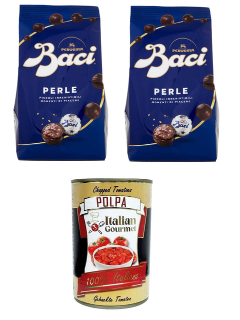 Italian Gourmet Sortimentpackungen Baci Perugina PERLE kleine Freuden mit einzigartigem Geschmack 2x 154gr + Italian Gourmet polpa 400g 8032804040014